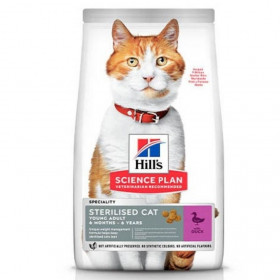 Суха храна за кастрирани котки от 6 месеца до 6 години -Hill''s Science Plan Sterilised Cat Young Adult с патица опаковка 10 кг + подарък  двулицева чанта